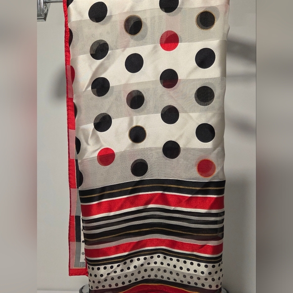 Adrienne Vittadini Polka Dot Scarf -‎ Red, Black, White - Square - Picture 4 of 6